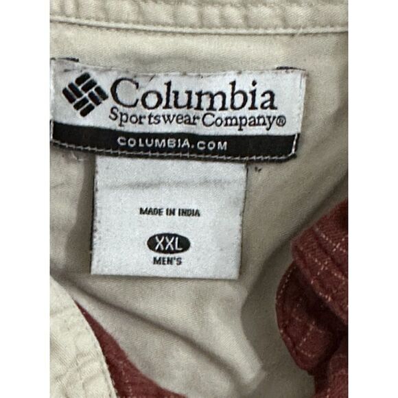 Columbia Mens Casual Button Shirt Sz XXL Maroon Red Plaid Flannel 2XL Gorpcore - Picture 3 of 8